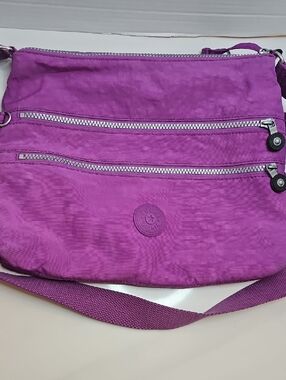 Kipling Magenta Crossbody Bag with Silver Zippers